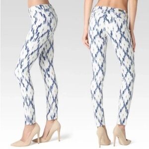 Paige Verdugo Ultra Skinny Jeans Blue Ikat Pattern White Alexandria Print Sz 27